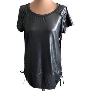 Xersion Perfomance Wear Metallic Shine Print Charcoal Grey Top Sz XL
